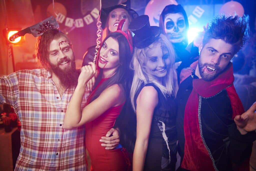 Halloween corporate costume party with lights and music supplied by Good Company Entertainment Group in Edmonton