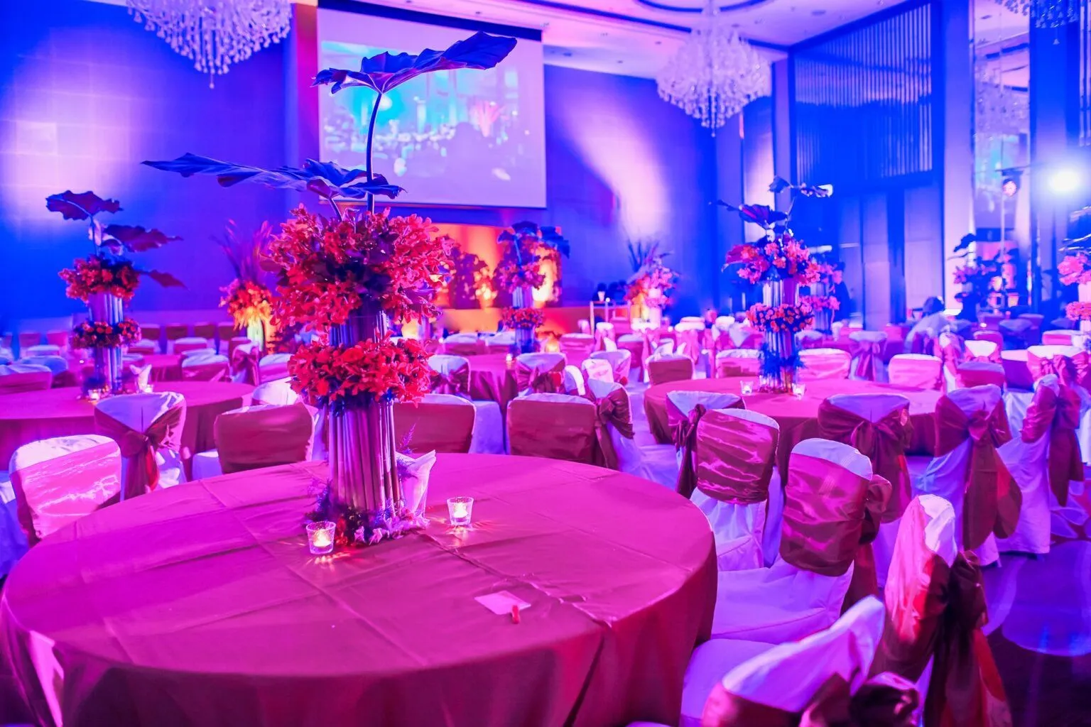 Uplighting provided by Good Company Entertainment Group from the Audio and Visual Production services