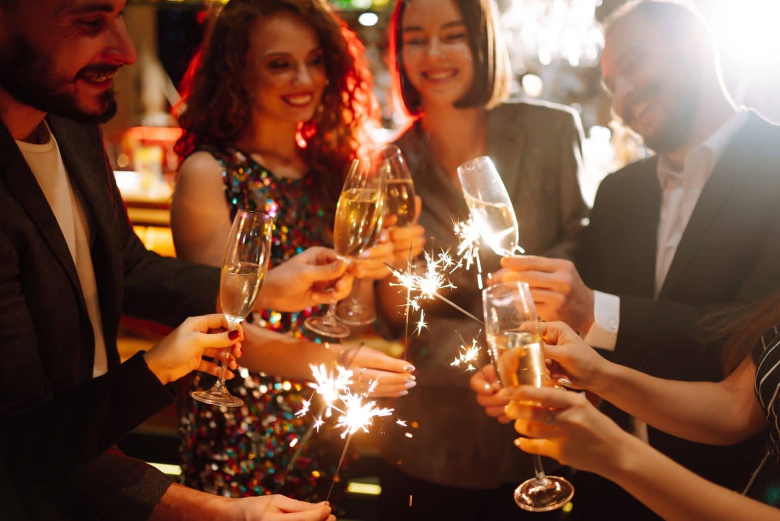Group of happy people enjoying a corporate party hosted by Good Company Entertainment Group in Edmonton and their event DJ services