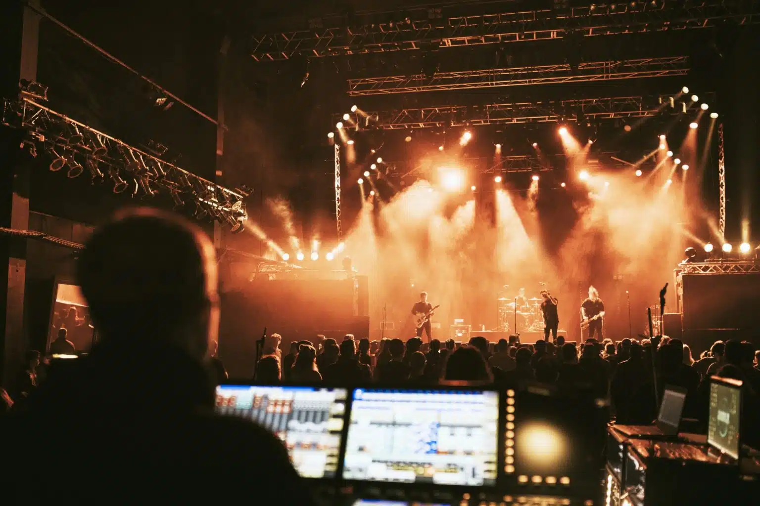 Sound engineer in a live concert providing audio and visual productions services from Good Company Entertainment Group in Edmonton