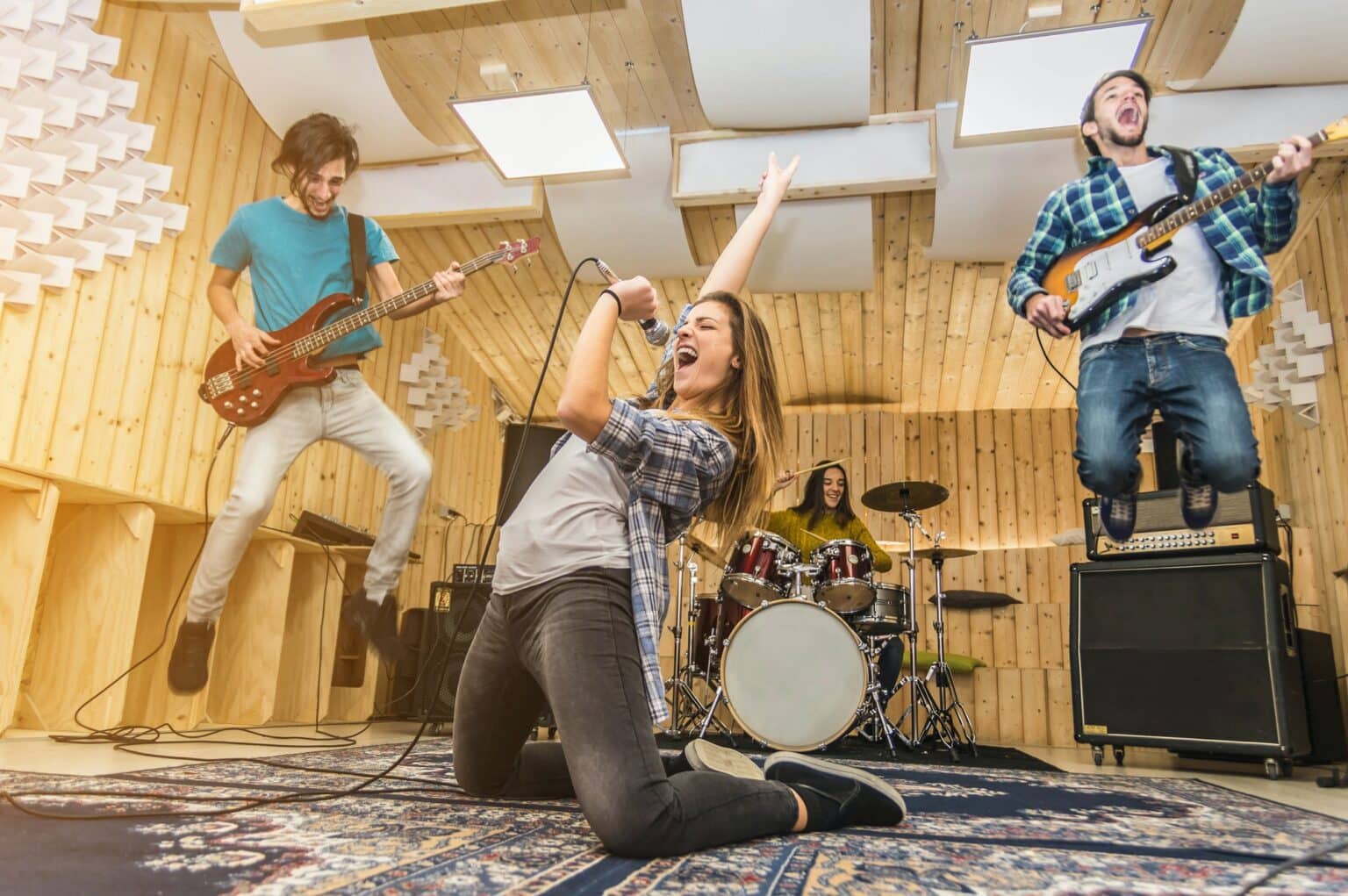 Band recording new music together being supported by Good Company Entertainment Group in Edmonton